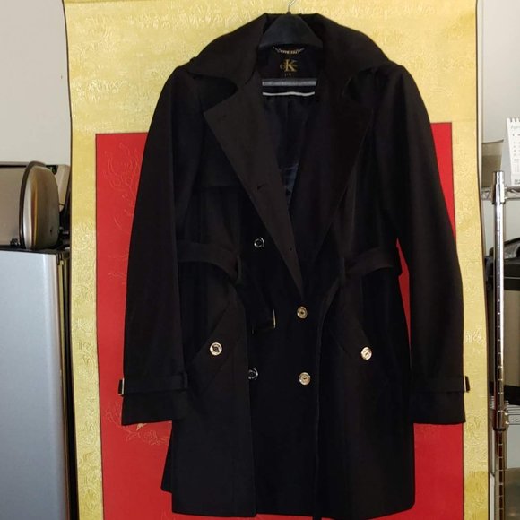 Calvin Klein Women's Black Trench Coat - Picture 1 of 12